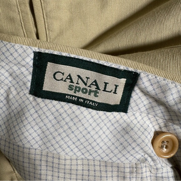 Canali Sport Men Casual Pants Flat Front 100% Cotton Made in Italy Beige Sz 52 7 - Picture 8 of 13